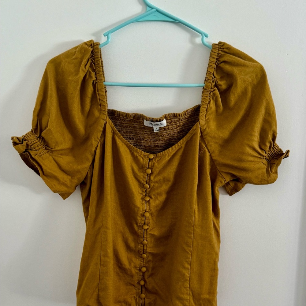 Madewell Button-Front Smock-Back Top